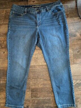 Woman Within Jeans Straight Leg Medium Wash Women's Size 24W
